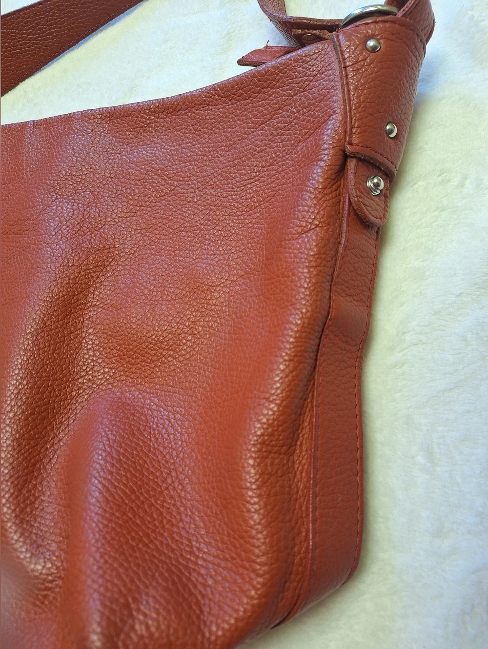 Valentina Italy Pebbled Leather Hobo Shoulder Bag 🇮🇹 Brick Red | Made in Italy